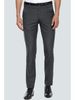 Louis Philippe - Men Grey Slim Fit Flat Front Formal Trousers
