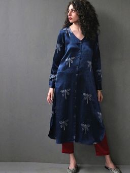Chidiyaa - Bhamerii Handprinted Mashru Silk Kurta Set