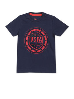 U.S. POLO ASSN. - Boys Navy Crew Neck Embossed Logo T-Shirt
