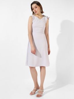 PINACOLADA - Women Solid Lavender Regular Fit Dress (S)