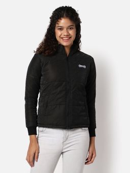 Campus Sutra - Womens Solid Puffer Jacket Black