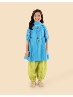 Fabindia - Blue Cotton Silk Kurta and Dupatta with Salwar