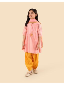 Fabindia - Pink Cotton Silk Kurta and Dupatta with Salwar