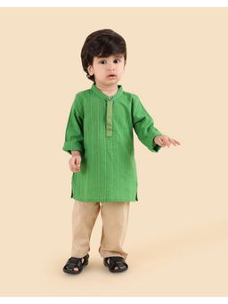 Fabindia - Green Cotton Blend Kurta and Pyjama
