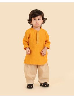 Fabindia - Mustard Cotton Blend Kurta and Pyjama