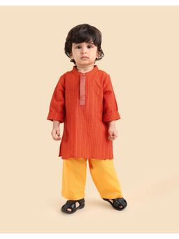 Fabindia - Rust Cotton Blend Kurta and Pyjama