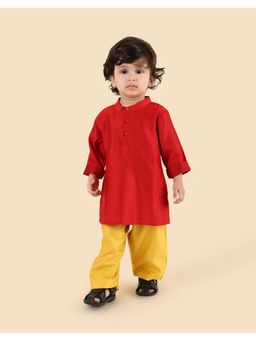 Fabindia - Red Viscose Blend Kurta and Pyjama