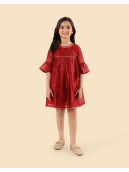 Fabindia - Maroon Cotton Silk Dress