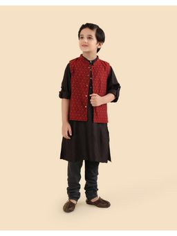 Fabindia - Black Viscose Blend Kurta and Pant with Jacket