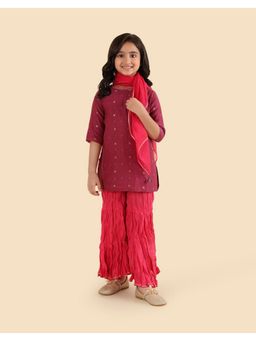 Fabindia - Pink Cotton Silk Kurta and Sharara with Scarf