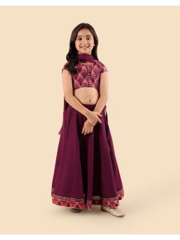 Fabindia - Purple Cotton Lehenga and Dupatta with Choli