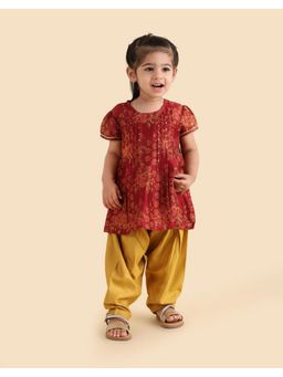 Fabindia - Maroon Cotton Silk Kurta and Salwar