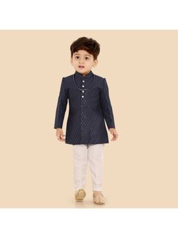 ETHNIKS NEURON - Navy Blue Dupion Silk Kurta and Pyjama