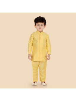 ETHNIKS NEURON - Yellow Silk Blend Kurta and Pyjama