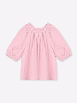 GAP - Girls Pink Textured Ruffle Relaxed Fit Puff Sleeve Top