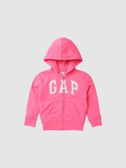 GAP - Girls Pink Relaxed Applique Zip-Front Hooded Hoodies