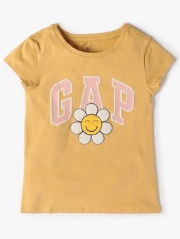 GAP - Girls Yellow Graphic Round Neck T-shirt