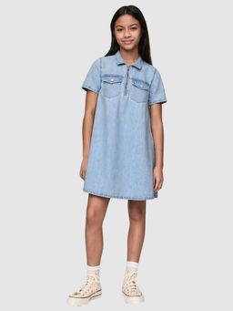 GAP - Girls Blue Solid Denim Dress