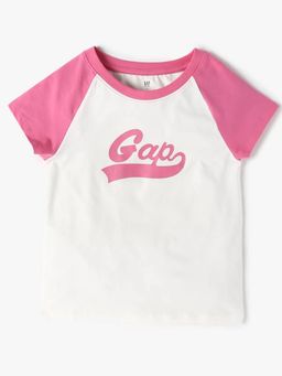 GAP - Girls Pink Logo Pattern Raglan Baseball T-shirt