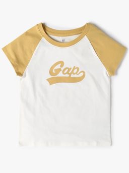 GAP - Girls Yellow Logo Pattern Raglan Baseball T-shirt