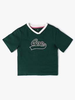 GAP - Girls Green Logo V-Neck T-shirt