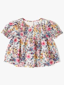 GAP - Girls Multicolor Floral Puff Sleeve Peplum Top