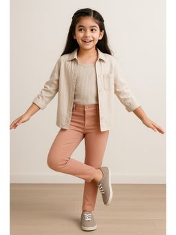 Tales & Stories - Girls Peach Lycra Pant