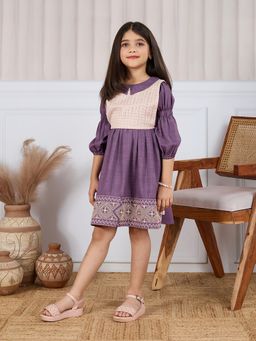 Tiny Twills - Lavender Crochet Jacket and Rayon Cotton Dress