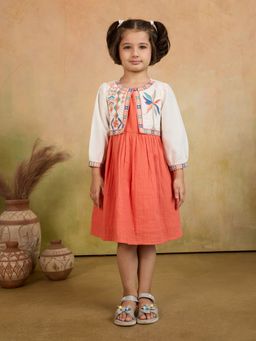 Tiny Twills - Orange Sleeveless Cotton Gauze Dress