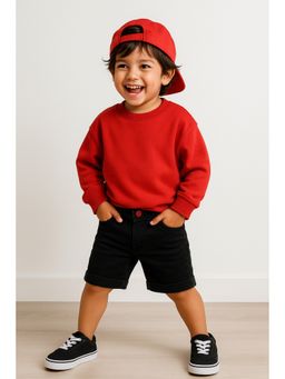 Tales & Stories - Boys Black Cotton Washed Shorts