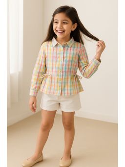 Tales & Stories - Girls Multicolored Cotton Peplum Shirt