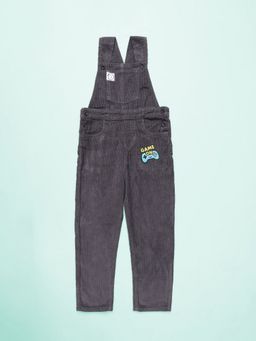 KiddoPanti - Grey Cotton Dungaree Pant