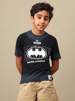 Kidsville - Official Batman Dark Knight Printed Black Pure Cotton Tshirt For Boys