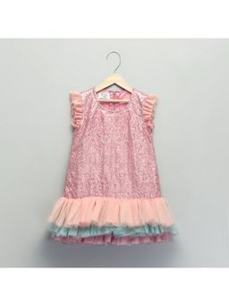 The Little Tales - Pink Sequins with Multi Layered Ruffled Dress