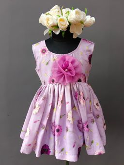 The Little Tales - Purple Printed Flower Dress