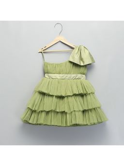 The Little Tales - Green Net Ruffled Dress