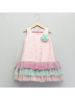 The Little Tales - Baby Pink Lace with Organza Frills Dress