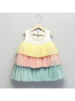 The Little Tales - White Pastel Color Ruffled Dress