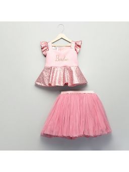 The Little Tales - Pink Sequins Barbie Peplum Dress