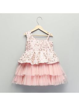 The Little Tales - Pink Embroidery Peplum Dress