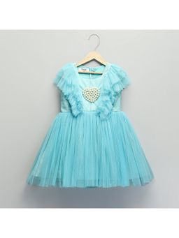 The Little Tales - Ferozi Blue Net Birthday Dress