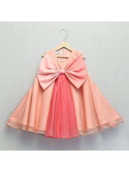 The Little Tales - Big Peach Double Shaded Bow Dress