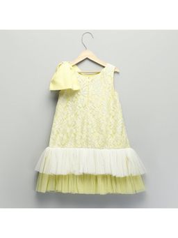 The Little Tales - Lime Yellow Lace with Net Ruffles Dress