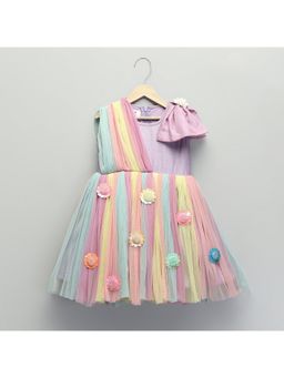 The Little Tales - Multi-coloured Net Flower Dress