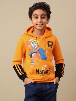 Kidsville - Official Naruto Uzumaki Anime Printed Orange Regular Fit Hoodie For Boys