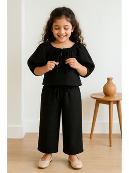 Tales & Stories - Girls Black Solid Co-Ord Set