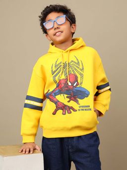 Kidsville - Official Spiderman To Be Rescue Printed Yellow Oversized Hoodie For Boys