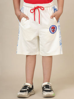 Kidsville - Official Marvel Comic Spiderman Printed Off White Shorts For Boys