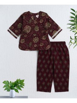 The Magic Wand - Wine Cotton Woven AII Over Printed Co-Ord Set