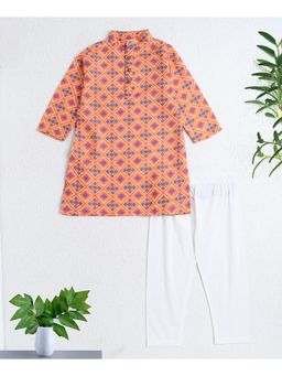 The Magic Wand - Yellow Woven Full Sleeves Digital Printed Kurta and Pyjama